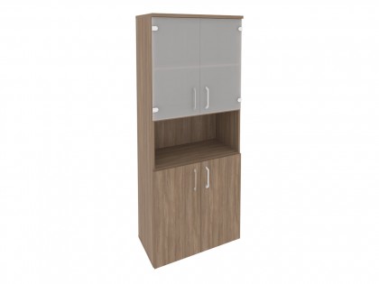Офисная мебель для персонала ONIX O.ST-1.4 Шкаф высокий широкий (2 низких фасада ЛДСП + 2 низких фасада стекло)